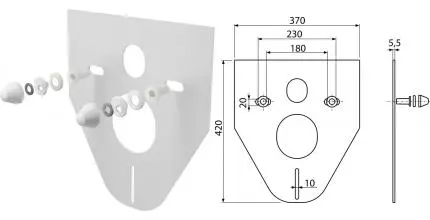 Шумоизоляционная прокладка для инсталляции «AlcaPlast» M910 комплект для подвесного унитаза и для биде M910 белый