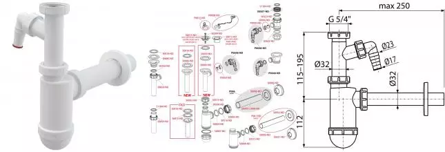 Сифон для раковины «AlcaPlast» A430P белый Сифон для раковины «AlcaPlast» A430P белый