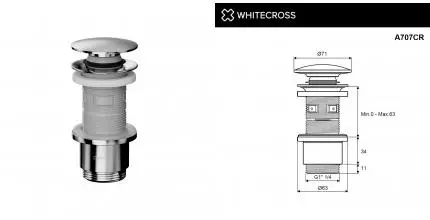 Донный клапан WHITECROSS A707CR (хром) A707CR · New Trendy, A707CR