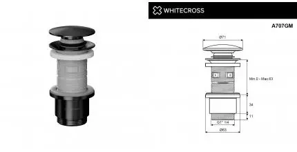 Донный клапан WHITECROSS A707GM (оружейная сталь) A707GM · New Trendy, A707GM