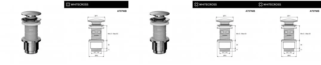 Донный клапан WHITECROSS A707NIB (брашированный никель) A707NIB · New Trendy, A707NIB