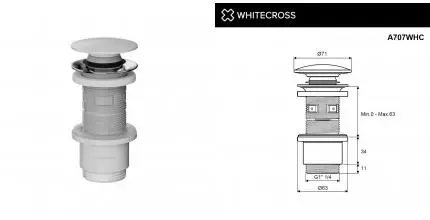 Донный клапан WHITECROSS A707WHC (белый керамический) A707WHC · New Trendy, A707WHC