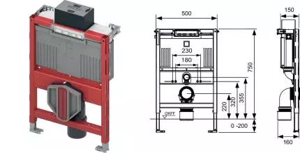 Застенный модуль TECEprofil со смывным бачком Uni 750, высота 750 мм 9300291 · TECE, 9300291