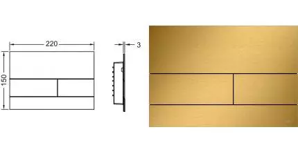 TECEsquare II. Панель смыва, металл, PVD Brushed Gold Optic (с покрытием против отпечатков пальцев) 9240847 · TECE, 9240847