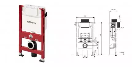 Застенный модуль TECEspring Profil, высота 820 мм S300380 · TECE, S300380