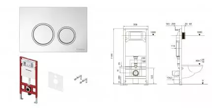 Комплект TECEspring Base, панель смыва с круглыми кнопками, хром глянцевый S401101 · TECE, S401101