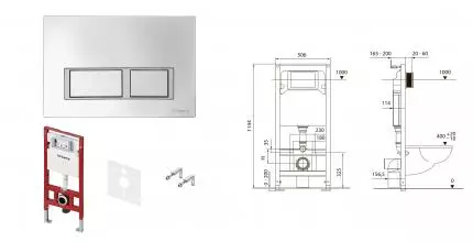 Комплект TECEspring Base, панель смыва с прямоугольными кнопками, хром глянцевый S401201 · TECE, S401201