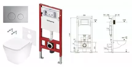 Комплект TECEspring Base, панель смыва LT с круглыми кнопками, хром глянц., унитаз модель S NEW K401111WCS · TECE, K401111WCS Комплект TECEspring Base, панель смыва LT с круглыми кнопками, хром глянц., унитаз модель S NEW K401111WCS · TECE, K401111WCS