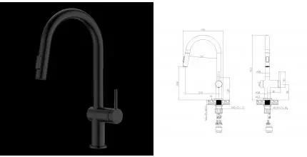 RELAX-KIT-NOP Смеситель для кухни с выдвижным изливом, черный матовый RELAX-KIT-NOP · Cezares, RELAX-KIT-NOP