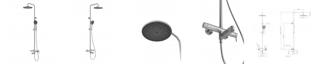 DELTA2.0 Душевая стойка со смесителем и изливом, сатин DEL2.0-VSCM-IN DEL2.0-VSCM-IN · Belbagno, DEL2.0-VSCM-IN