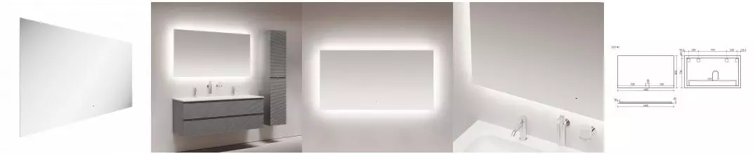 SQ1400 Зеркало для ванной комнаты SANCOS SQUARE 1400х800 с подсветкой SQ1400 · Sancos, SQ1400