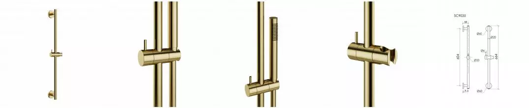 SC9035BG Душевая штанга SANCOS из латуни, цвет брашированное золото PVD SC9035BG · Sancos, SC9035BG