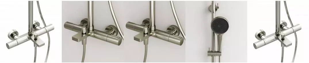 SC9008BN Душевая стойка с термостатом и изливом SANCOS Etna, PVD покрытие, брашированный никель SC9008BN · Sancos, SC9008BN