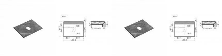 TT60A1 Столешница для ванной комнаты SANCOS 600х460, без отв. цвет black sky TT60A1 · Sancos, TT60A1