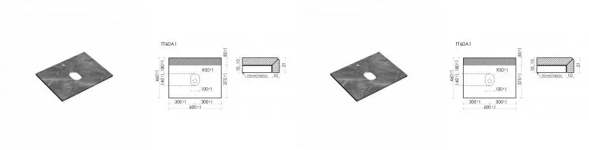 TT60A1X Столешница для ванной комнаты SANCOS 600х460, с отв., цвет black sky TT60A1X · Sancos, TT60A1X