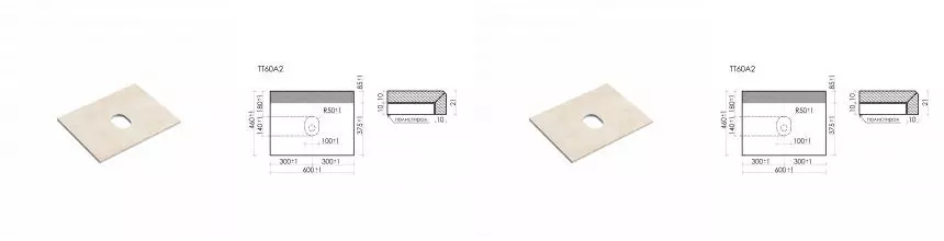 TT60A2 Столешница для ванной комнаты SANCOS 600х460, без отв. цвет kreman TT60A2 · Sancos, TT60A2