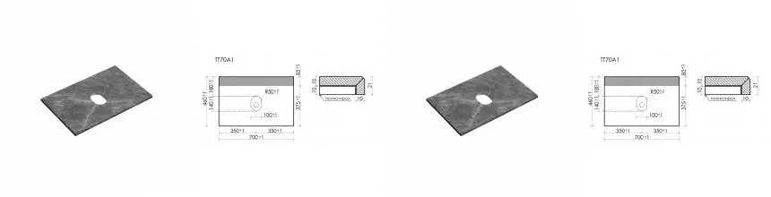 TT70A1 Столешница для ванной комнаты SANCOS 700х460, без отв. цвет black sky TT70A1 · Sancos, TT70A1