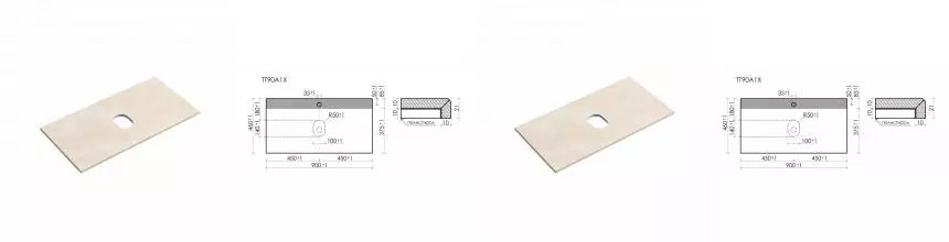 TT90A1X Столешница для ванной комнаты SANCOS 900х460, с отв., цвет black sky TT90A1X · Sancos, TT90A1X