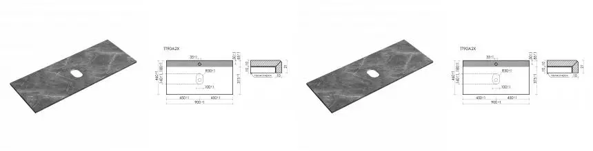 TT90A2X Столешница для ванной комнаты SANCOS 900х460, с отв., цвет kreman TT90A2X · Sancos, TT90A2X