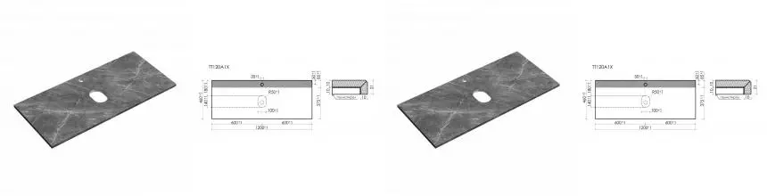 TT120A1X Столешница для ванной комнаты SANCOS 1200х460, с отв., цвет black sky TT120A1X · Sancos, TT120A1X