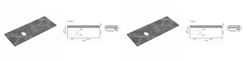 TT120A1L Столешница для ванной комнаты SANCOS левая 1200х460, без отв., black sky TT120A1L · Sancos, TT120A1L