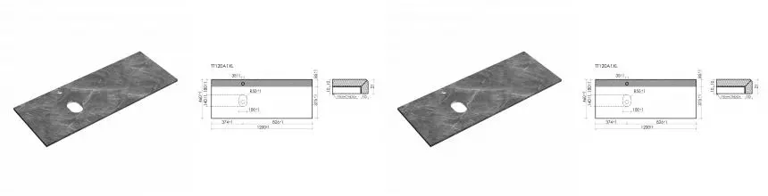 TT120A1XL Столешница для ванной комнаты SANCOS левая 1200х460, с отв., black sky TT120A1XL · Sancos, TT120A1XL