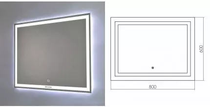 Зеркало PRAGMA (800*600) с сенсорным выключателем
