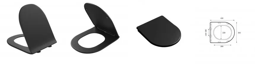 Сиденье для унитаза Grossman 4455BMS (тонкое, с крепежом) черное матовое,1 место