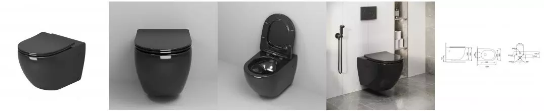 Унитаз подвесной Grossman Color GR-4411BS (560х360х350) безободковый,черный с тонкой крышкой,микролифт,1 место Унитаз подвесной Grossman Color GR-4411BS (560х360х350) безободковый,черный с тонкой крышкой,микролифт,1 место