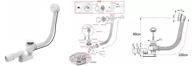 Сифон для ванны слив-перелив «AlcaPlast» A51BM перелив 100 см белый полуавтомат Сифон для ванны слив-перелив «AlcaPlast» A51BM перелив 100 см белый полуавтомат